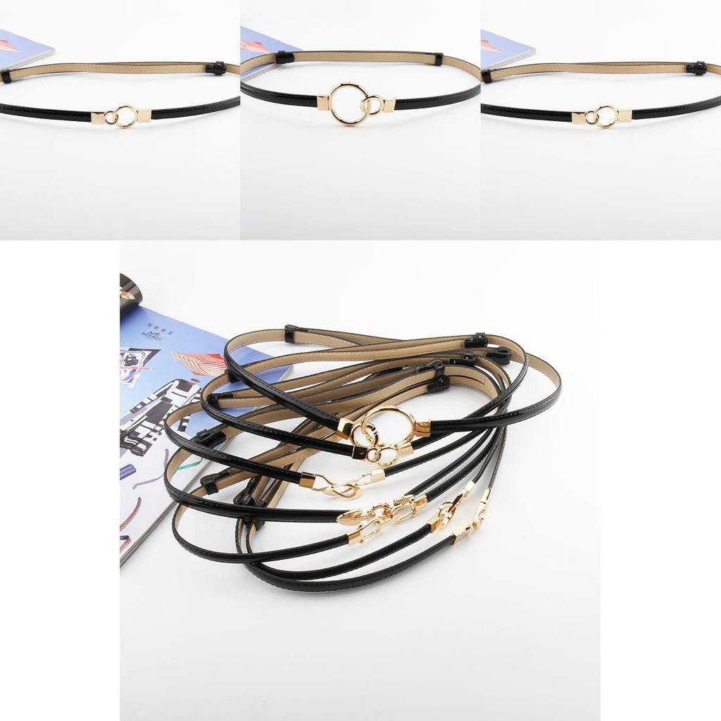 Simple Solid Color Ring Buckle Decoration Women Slim Waist Belt For Formal Office Attire