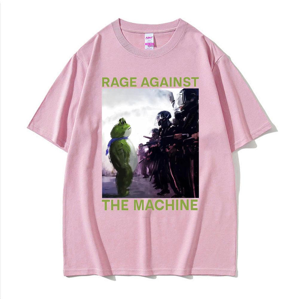 Rage Against The Machine Portland Frog Protest Meme T Shirts Men Women Summer Cotton Oversized T Shirt Fashion 90s Retro Tshirt