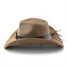 Western-Cowboyhüte aus Kunstleder mit Kuhband, Vintage, aufgerollte Krempe, Gentleman, Cowgirl, Jazzhut, für draußen, Reisen, Party, Straßenhut