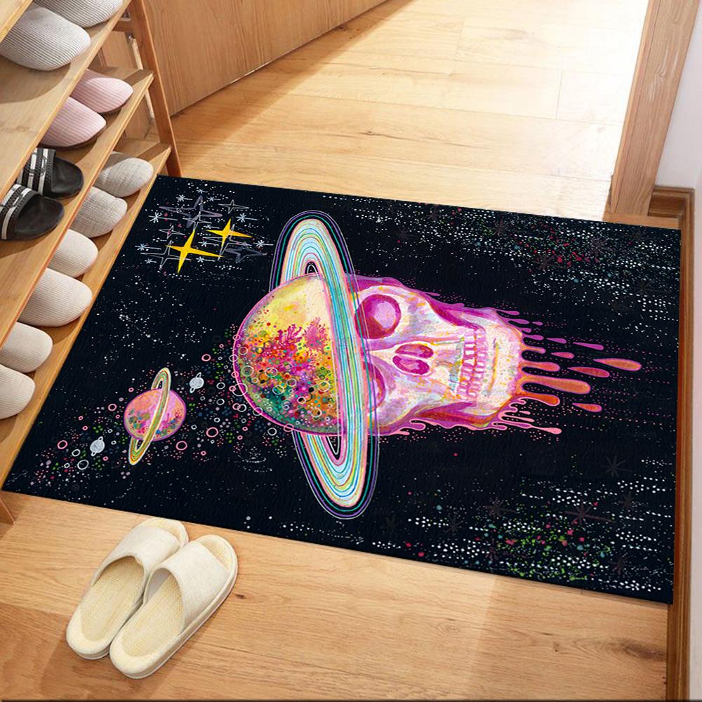 Colorful Skull Artwork Floor Mats for Living Room, Bedroom and Room Decoration Are Suitable for Gifts.