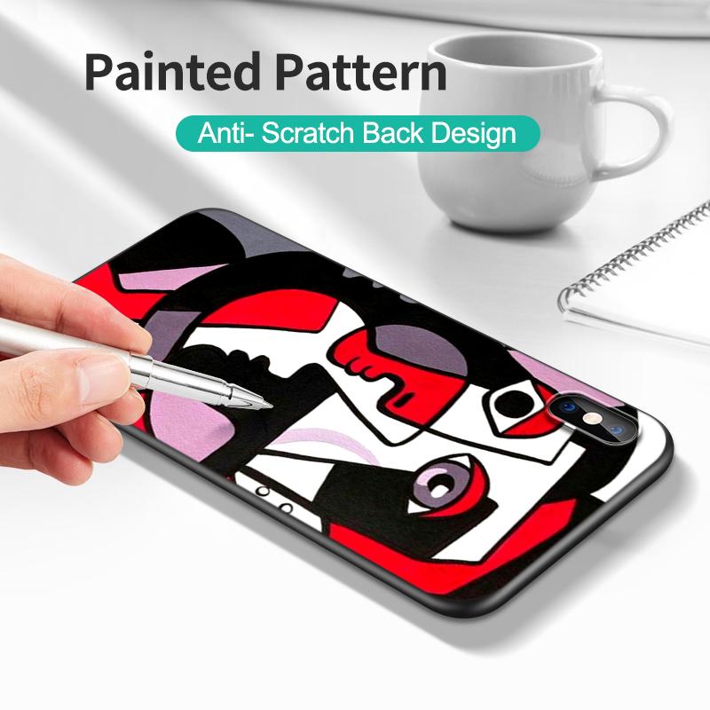 Black tpu Case For Samsung galaxy A3 A5 A7 2016 2017 2018 cover Picasso abstract Art painting
