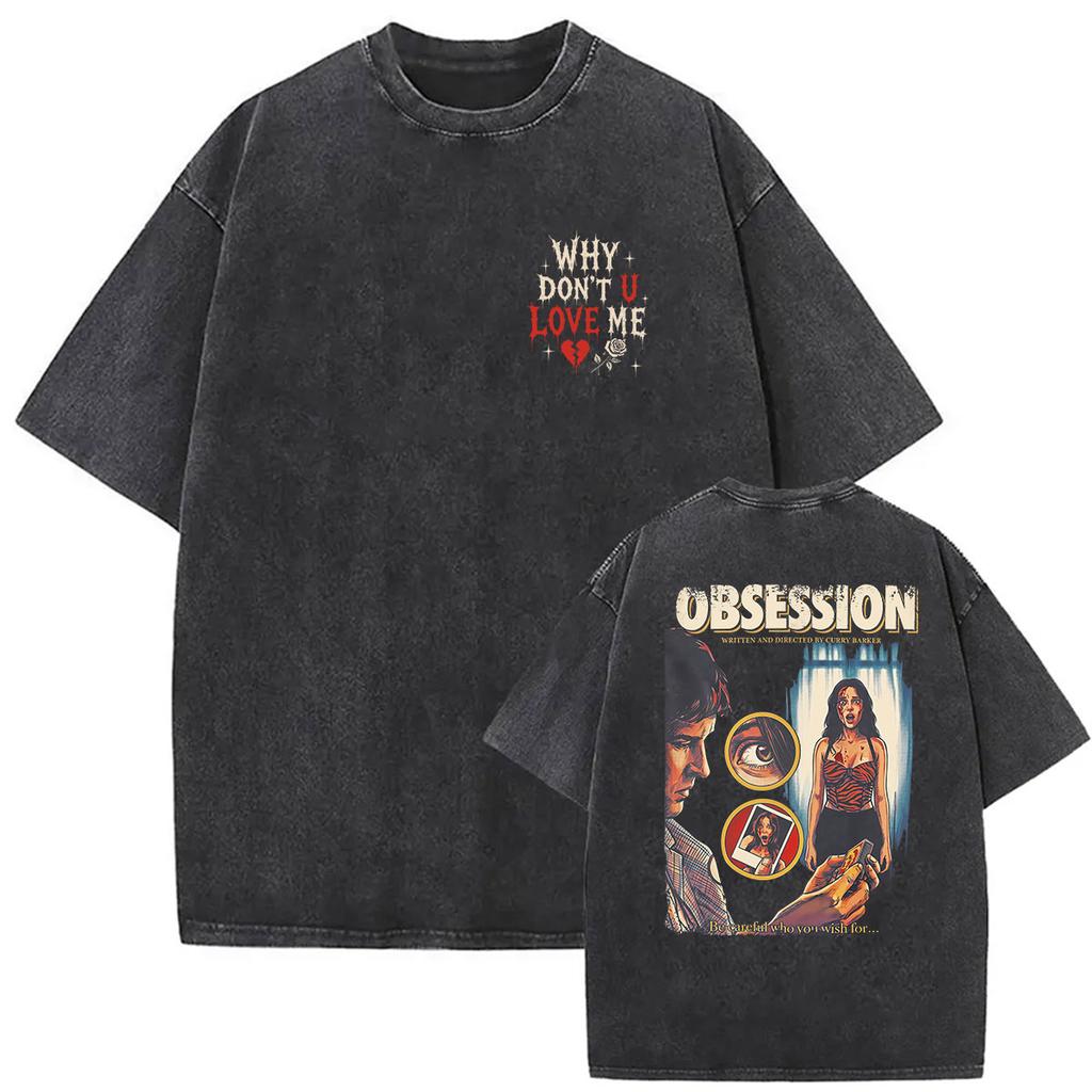 Vintage Gewassen Obsession Horrorfilm 2026 Grafisch T-shirt Mannen Vrouwen Mode Oversized T-shirts Klassieke Gotische Kleding T-shirt