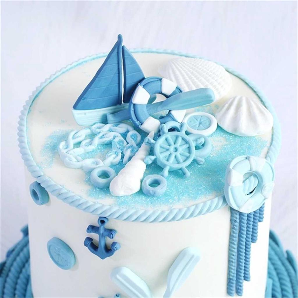 1 gab Laivas kuģa enkura forma Fondant Veidne Silikona lāpstiņa Wave Cake Form DIY Cake Gum Paste Cupcake šokolādes dekorēšanas rīks
