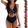 Women Swimsuit Cutout Bathing Suit V Neck Tie Front Adjustable Backless Swimwear for Beach Pool