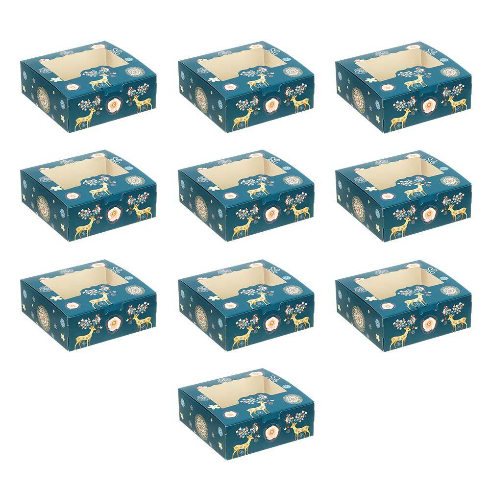 1/10pcs Nougat 4 Cup Biscuit Christmas Cardboard Cake Boxes Cake Packaging Box Christmas Gift Box Gift Wrapping Box