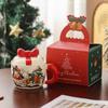 Neue Deckel-Geschenkbox Weihnachtsgeschenk Keramiktasse Niedliches Pärchen-Tassenset Souvenir Wasserbecher Weihnachten