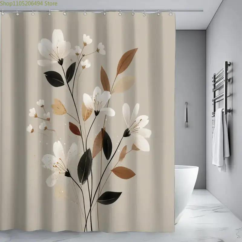 1pc Bathroom Shower Curtain, Floral Design, Spring Festival Shower Curtain, Includes 12 Hooks, 180x180cm Bathroom Curtain Home