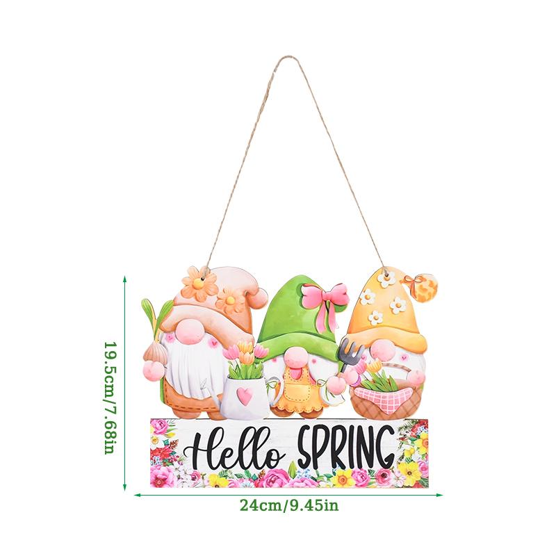 Easter Wooden Hanging Oranments Hello Spring Bunny Carrot Rabbit Decoration for Home Door Wooden Plaque Sign DIY Wreath Garland