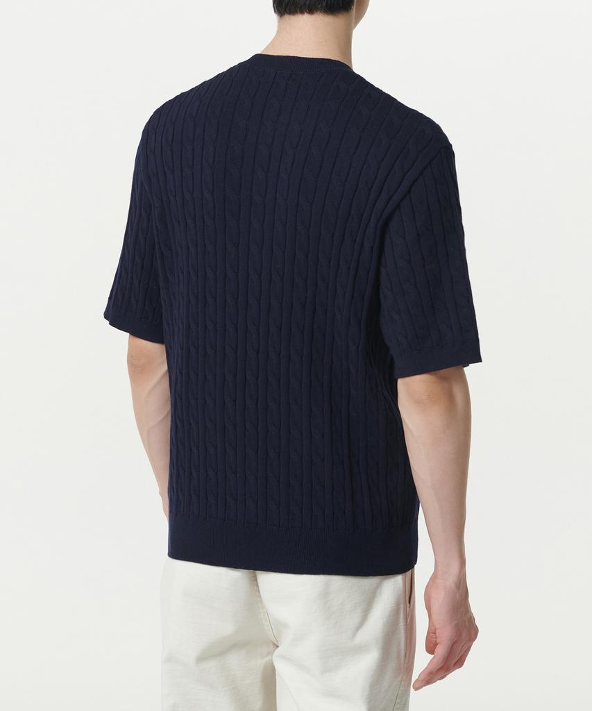 MUSINSA STANDARD Cable Crew Neck Short Sleeve Knit [Navy]
