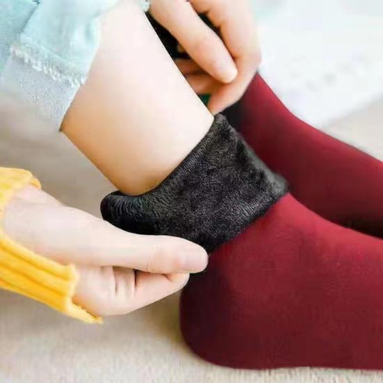 Opaque Fleece Lined Crew Socks Winter Thick Velvet Warm Socks