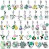 925 Silver Green Color Four-Leaf Clover Avocado Cactus Green Series Charms Beads Fit 3mm 925 Bracelet DIY Jewelry Gift