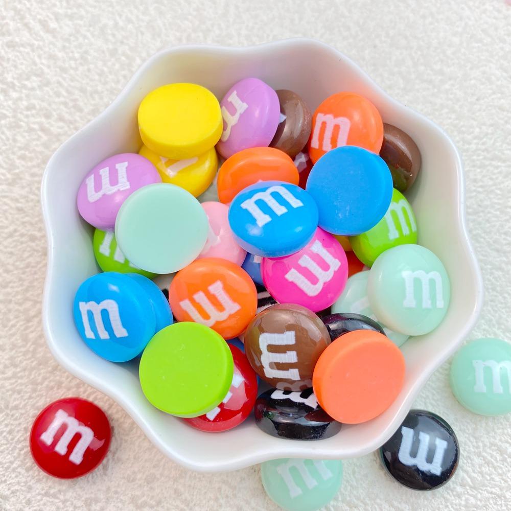 20Pcs New Cute Resin Cartoon Circular Letter M Flat Back Home Decor Ornament Jewelry Making Accessories
