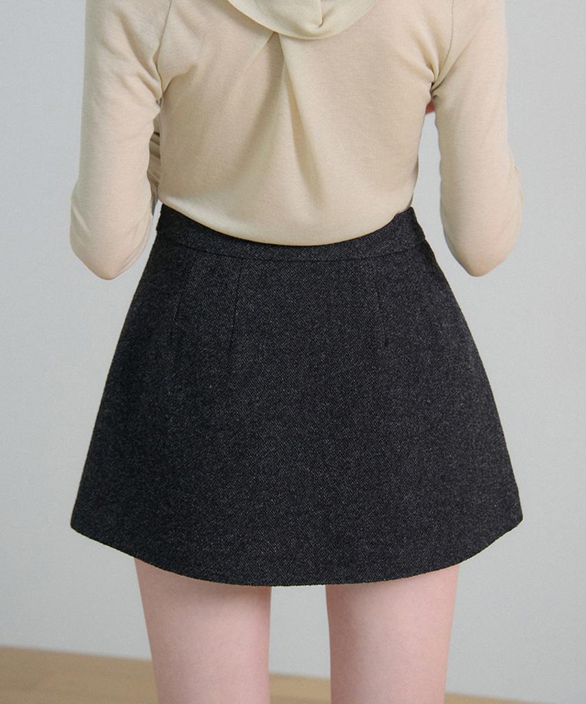 Bember Basic Wool Mini Skirt_Charcoal