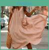 Elegant Women Fashion Maxi Dress Short Sleeve Solid Color Casual Boho Kaftan