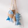 Creative Mediterranean Fish Pendant Wood Carving Figurine Wall Hanging Decoration Shell Ceiling Drop Ornament Bar Cafe