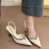 Fashion French Fashion Temperament Pointy Rhinester After Empty Sandals Women Spring Summer 2025 New Side Air Stiletto Heels