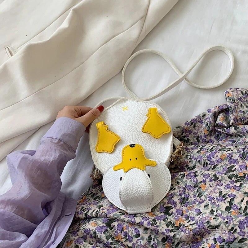 Women Duck Shape Bag Contrast Color Crossbody Female Soft PU Leather Shoulder Bag Girls Cute Cartoon Duck Handbags And Purse