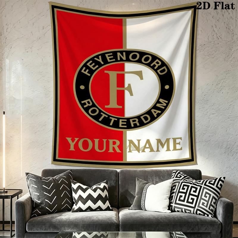 Benutzerdefinierter Name feyenoord Wandteppich Ästhetisches Wandbehang Gedruckte Stoffdecke Dekorative Wandteppiche für Schlafzimmer Wohnzimmer Heimdekoration