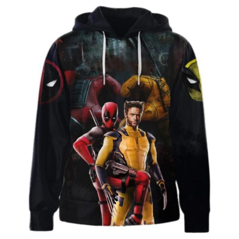 Deadpool Wolverine Cosplay Hoodie Digitaldruck Unisex Langarm Sweatshirt Fans