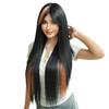 Perruque Droite Extra Longue 32" pour Cosplay – Base Orange Vif avec Reflets Bleu Électrique Mode Alternative & Conventions Anime