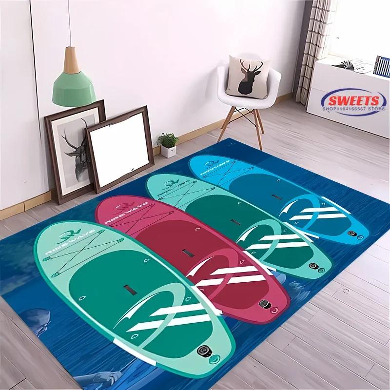 Fashion Sports Theme Carpet, Surfboard Rug for Home Living Room, Children's Bedroom Mat, Sofa Doormat Floor Anti-slip Decor Rug