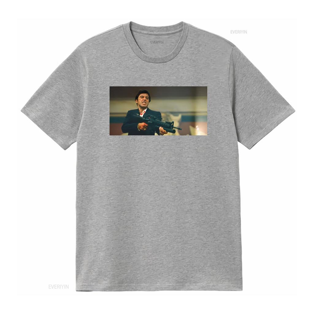 Tony Montana Say Hello To My Little Friend Movie T Shirt Scarface 1983 Vintage Washed Versatile Homme Designer Clothes Fashion