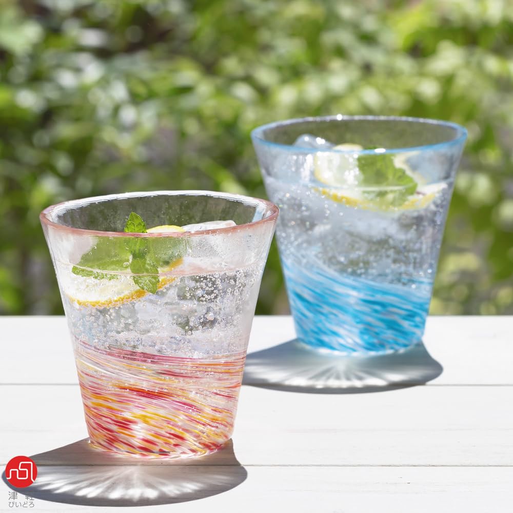 ADERIA Tsugaru Vidro Nihon Color Glass Par Breeze 260ml Fabricado no Japão Caixa de Apresentação Copo Highball Cerveja Elegante Copo de Saquê Presente Dia da Mulher