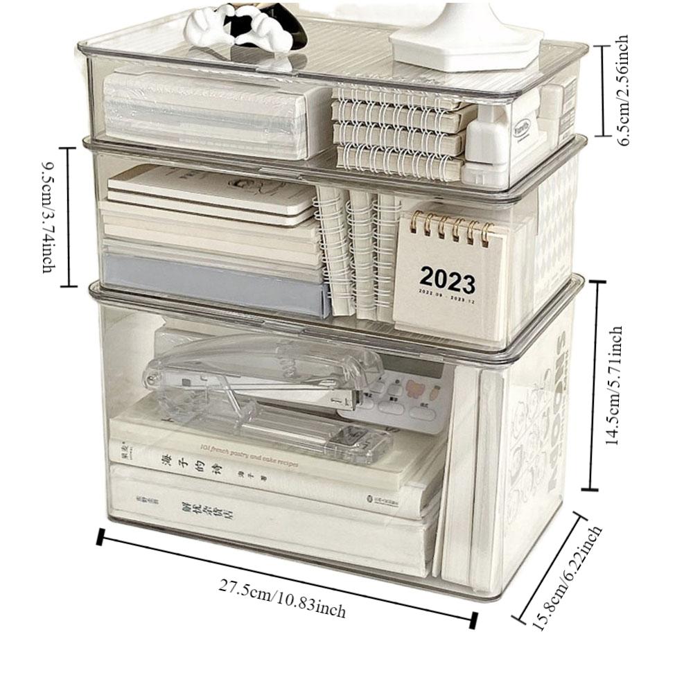 PET Cosmetic Organizer Box Large Capacity Book Document Storage Box New Desktop Storage Box