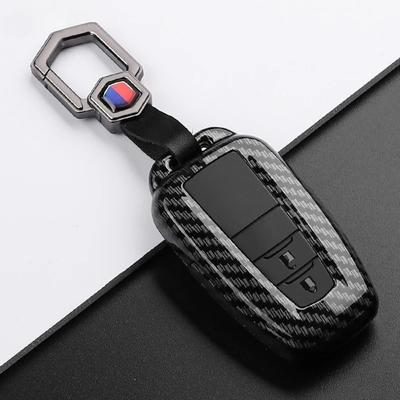 Coque de protection ABS Fibre de Carbone pour Clé de Voiture Porte-clés pour Toyota Prius Camry Corolla C-HR CHR RAV4 Prado 2018 2022 Accessoires Porte-clés