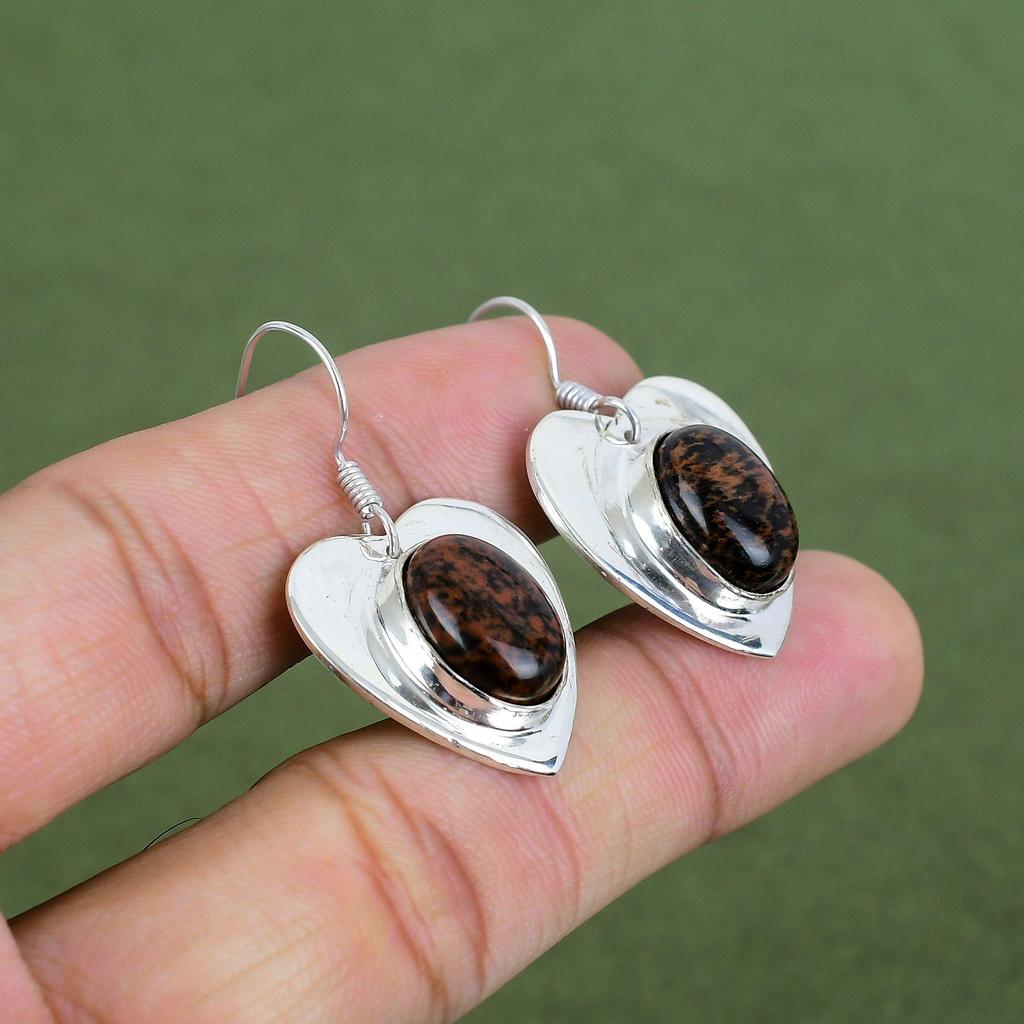Mahogany Obsidian Earring 925 Sterling Silver Earring Handmade Earring Gemstone Earrings Silver Jewelry Gifts For Wife Latest Design Earring