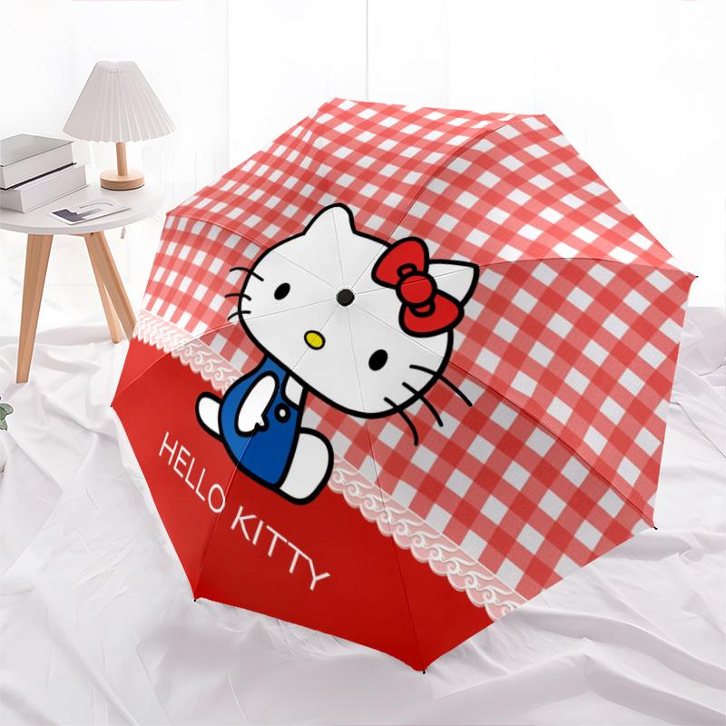 Hello Kitty  Pattern, Automatic Folding Umbrella, Portable and Foldable Design, 8 Ribs, a Christmas or Birthday Gift.