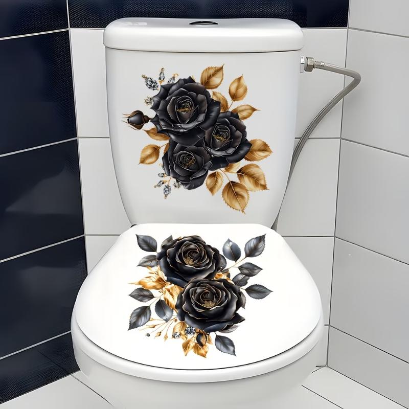 Blumen WC Aufkleber Wasserdicht Badezimmer Wandaufkleber Toilettendeckel Aufkleber Selbstklebend Abnehmbare Sticker Heimdeko