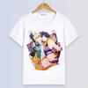 Anime JoJos Bizarre Adventure Summer Short Sleeve Cartoon Print White Modal Women And Men T-Shirt