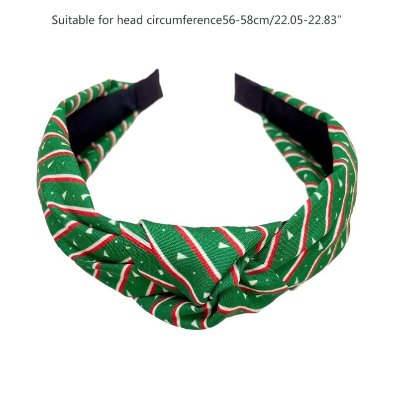 Women Headband Fashion Headband with Knot Christmas Printing Ladies Headdress