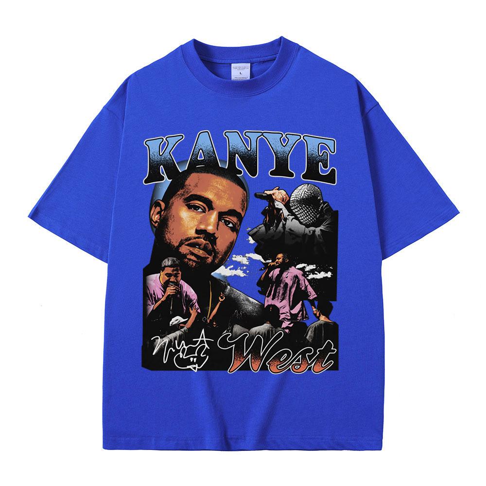 Rapper Kanye West Graphic Print T Shirt Unisexs Fashion Retro Short Sleeve Tshirt Casual 100 Cotton Tshirts Hip Hop Streetwear