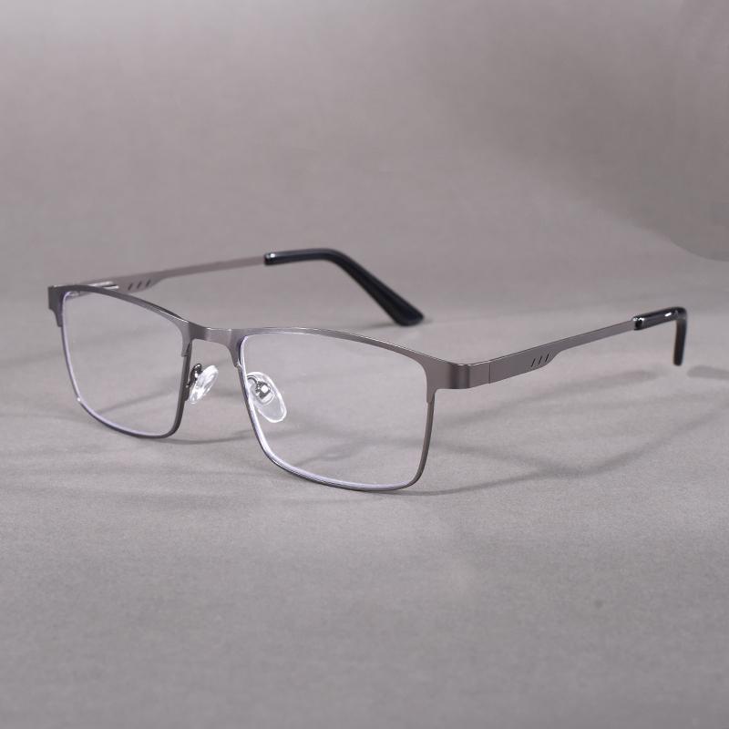 Stainless Steel Men Reading Glasses Metal Full Frame Blue Light Blocking Presbyopia Eyewear +75 to +350