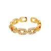 Classic Twist Chain Open Rings For Women Zircon Stainless Steel Geometric Twist Wrapped Couple Ring Wedding Aesthetic Jewelry