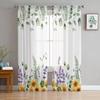 Sunflower White Tulle Curtains Sheer Voile For Living Room Bedroom Kitchen Window Decor
