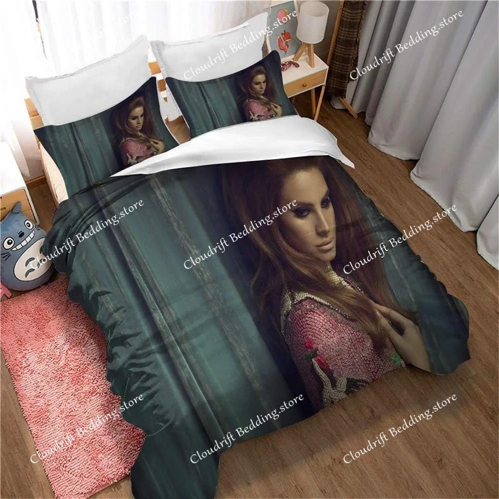 Sängerin Lana Del Rey Bettbezug Kissenbezug Bettwäsche-Set Niedliche Animation Haus Schlafsaal Zimmer Dekoration Jungen Geschenk