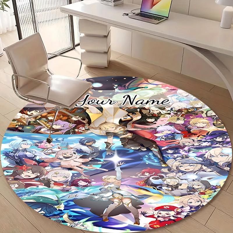 Personalized Genshin Impact Round Chair Office Rug - Perfect for Mat, Office Chair & More - Ideal Gift for Birthdays and Holidays