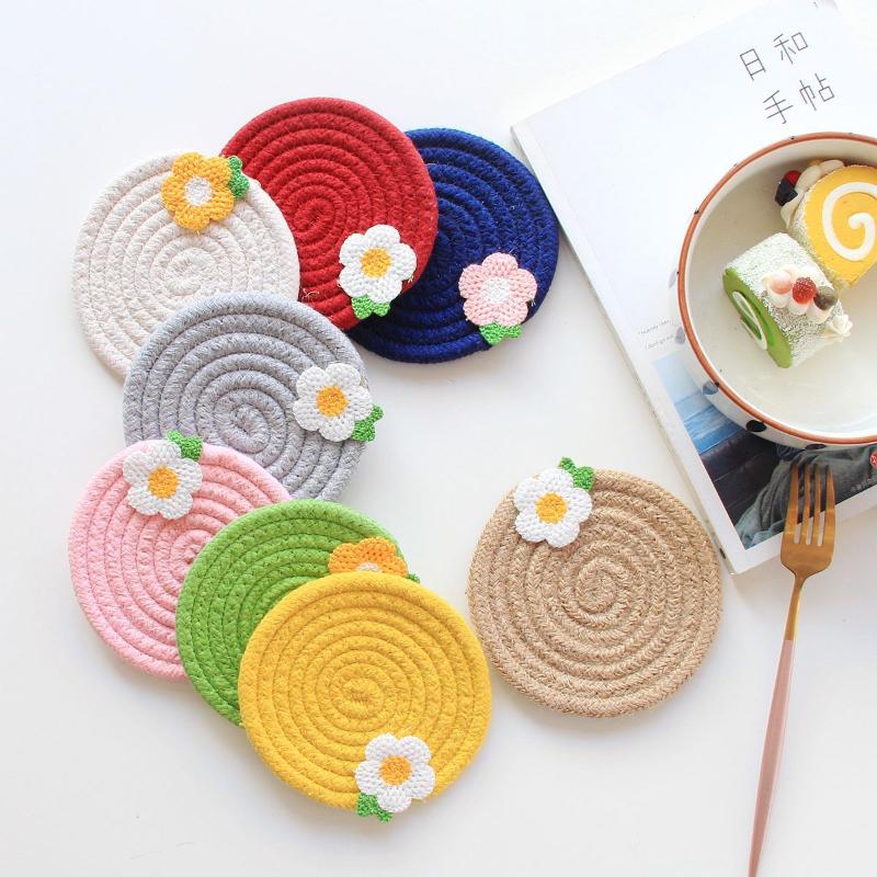 Japanese Heat Insulation Pad I Floret Cup Meal Cotton Thread Woven Rope Bowl Simple