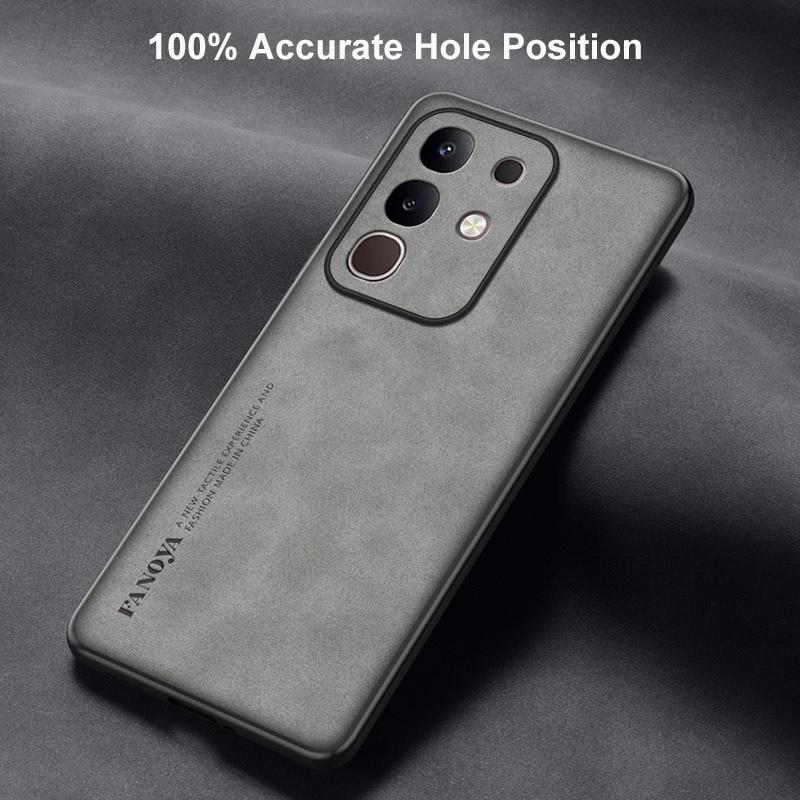 Vivo Y29 4G Kılıfı Lüks PU Deri Telefon Kılıfı Vivo T4X Y29 Arka Kapak Mat Silikon Darbeye Dayanıklı Tam Koruma Coque