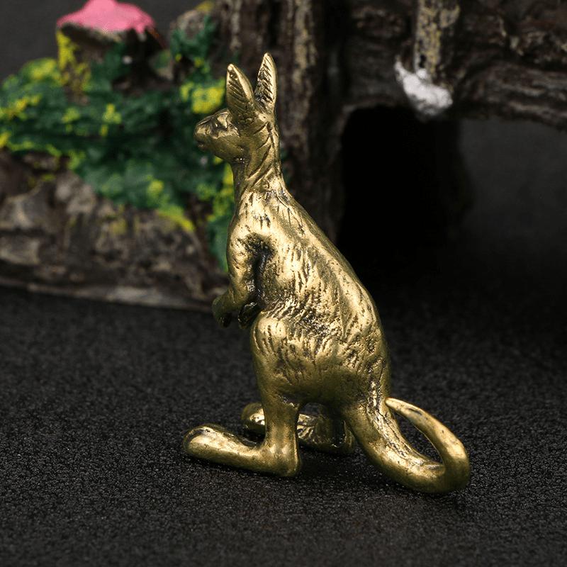 1 pièce Figurine Mini Kangourou Laiton Vintage Petite Statue Kangourou Sculpture Animalière Vintage Ornement Fengshui Pour Décoration Maison Bureau