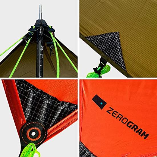 ZEROGRAM Minimalist Recta Tarp Recta Lightweight Tarp 350 X 290 UV Light Highly Water Easy To Set Up and Take Guy Line Pegs Included (RED) /