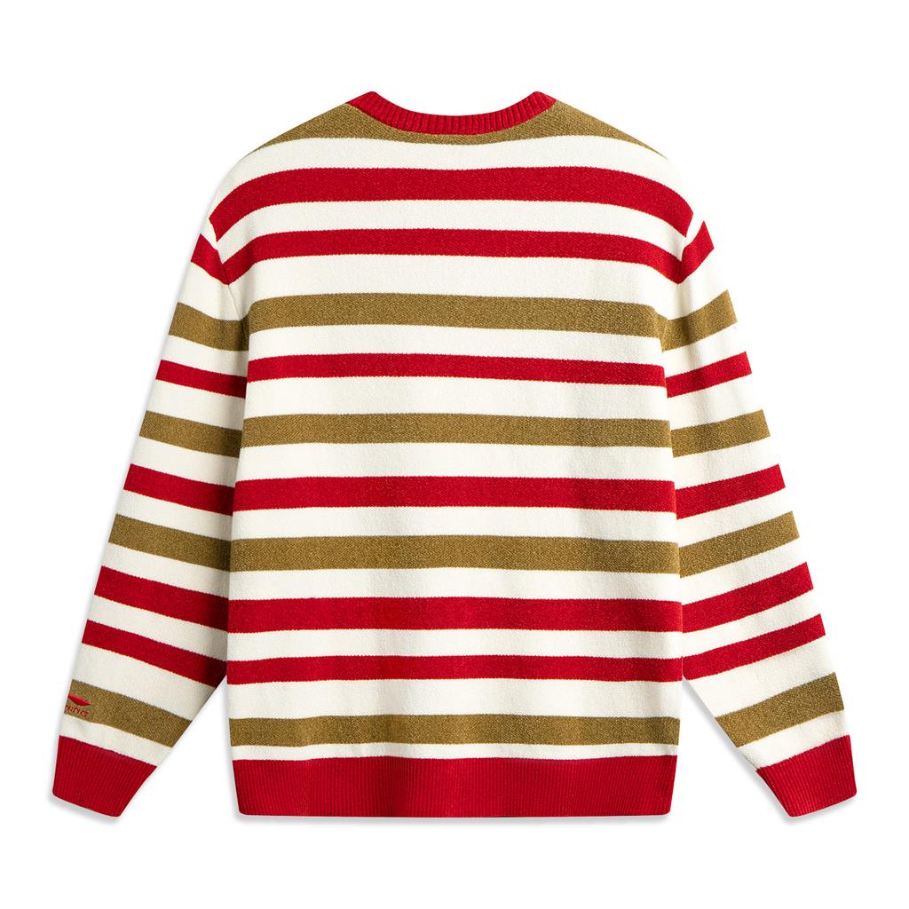 Li Ning Rijin Doujin Collection Knitwear Men's White Stripes AMBV051-1