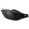 Schott Padded Leather Banana Body Bag, One-Shoulder Bag, F 09, Black-Silver, 3109023