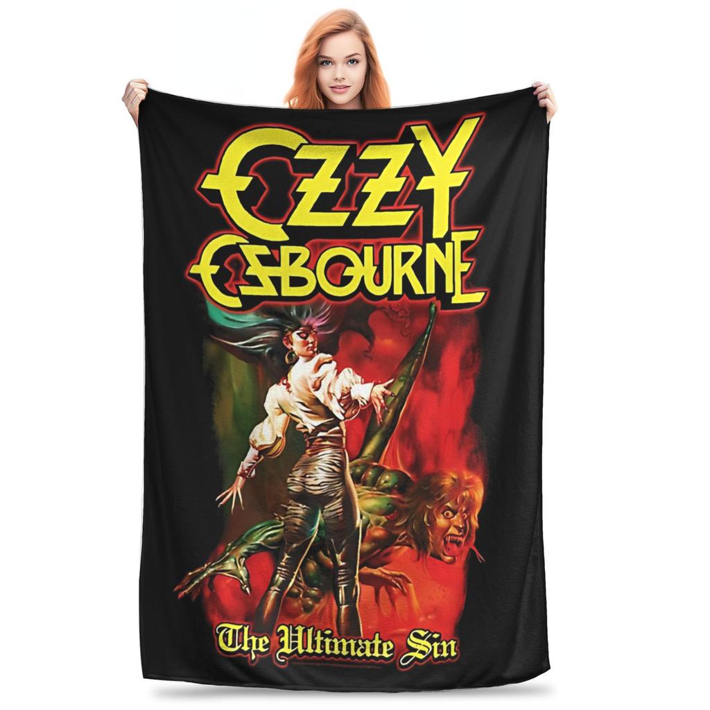 Ozzy Osbourne Blanket Flannel Vintage Warm Throw Blanket for Bedding Lounge Spring Autumn,