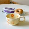 Ceramic Mugs Coffee Cups Hand Pinched Irregular Flower Milk Tea Cup Ins Korean Style Oatmeal Breakfast Mug Drinkware Kitchen