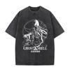 Anime Ghost in The Shell Motoko Kusanagi Tryck Vintage Tvättade T-shirts Herr Dam Mode Casual Kortärmad Överdimensionerade T-shirts