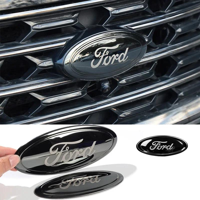 3PCS Car Front Hood Emblem Rear Decal for Ford Focus Edge Mondeo Everest Taurus Exolorer Escape ESCORT Steering Wheel Sticker